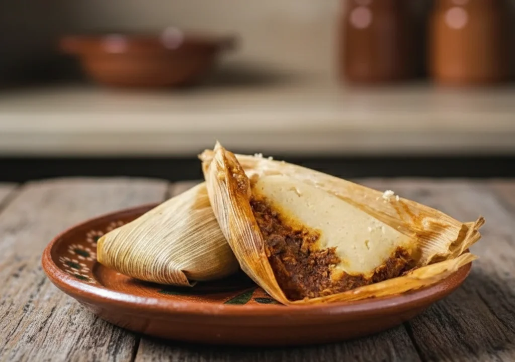 Tamal de mole con pollo